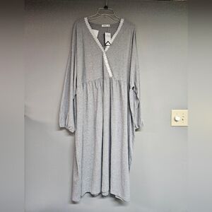 Gray Women's Xl Long Sleeve Pajama Night Gown